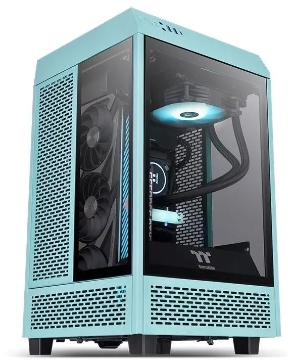 Корпус miniITX Thermaltake The Tower 100 Turquoise, Midi-Tower, без БП,  голубой [ca-1r3-00sbwn-00]